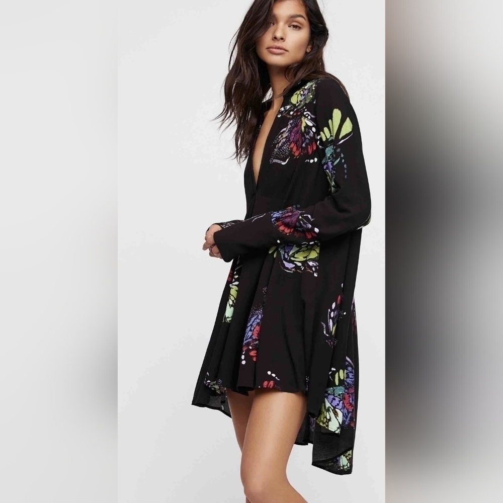Free People Field Of Butterflies Tunic Top Size S